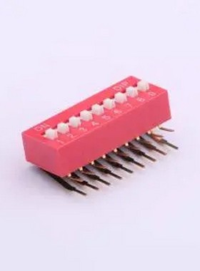 TM-09 拨码开关红色09P-90度插脚4PIN间距2.54mm立式侧插侧拨9位D
