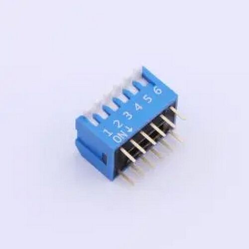 DP-06-B-T 蓝色侧拨长柄 6位 KE拨码开关 插件,P=2.54mm 拨码开关