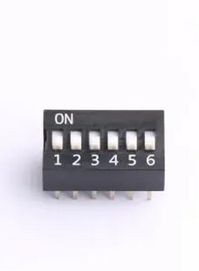 DS-06-K-T 6位 2.54mm间距 宽体黑色顶拨 DIP拨码开关 管装 插件,