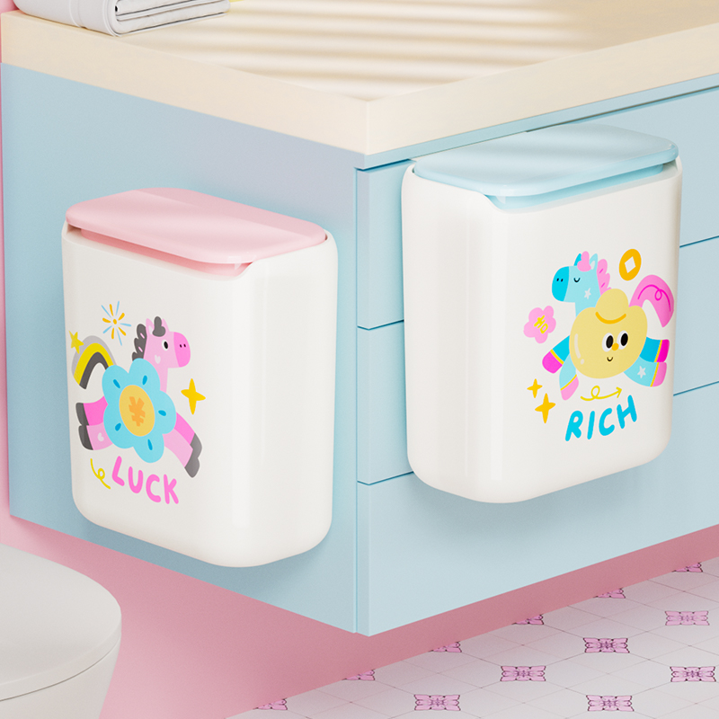 马年卫生间垃圾桶带盖壁挂式家用厕所洗手间专用大容量纸篓收纳桶