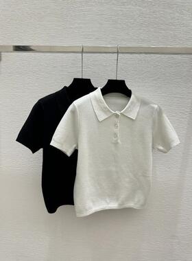 2026年夏季新款轻奢风翻领针织polo衫女短袖百搭通勤上衣