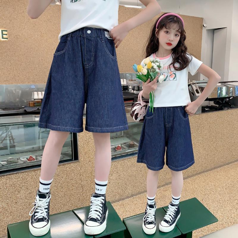 夏裝女童褲子2025夏季新款中大童五分褲兒童中褲女孩休閑潮酷軟潮