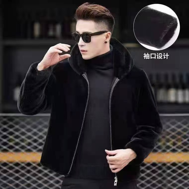 仿皮草外套大老黑水貂毛皮毛一体