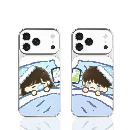 情侣睡觉男孩女孩适用iPhone18Pro手机壳苹果17max16小米17华为mate70P80k90reno15nova14note13x200magic7