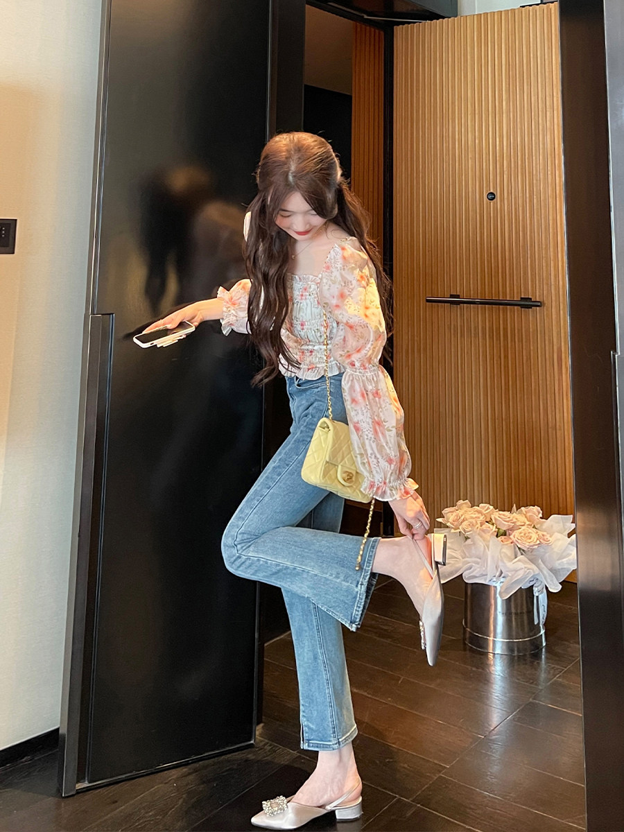 TAKIYAS SHOP 레트로 슬림 슬릿 부츠컷 청바지