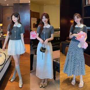 半身裙 花边娃娃领针织衫 TAKIYAS SHOP