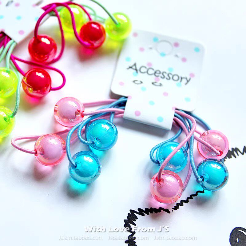韩国糖果色圆球透明星星发圈小辫绳童发饰 女孩宝宝头绳女童头饰