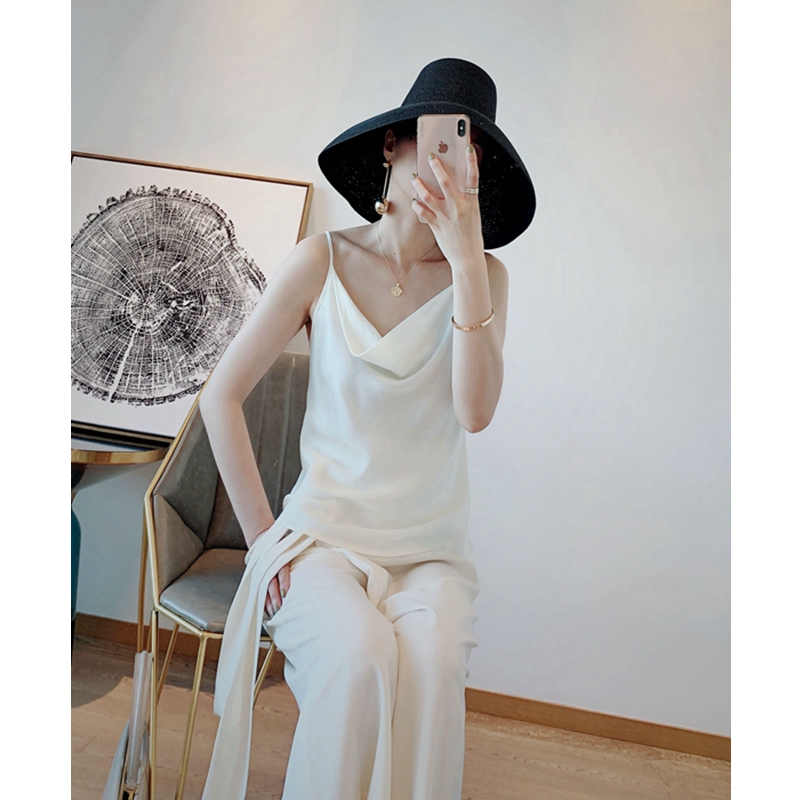 真丝缎面荡领吊带背心女内搭外穿