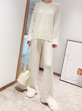 可拆卖长腿显高瘦新款休闲宽松时尚针织衫套装阔腿裤H3429