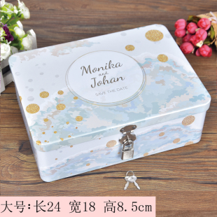 密码带锁收纳盒小型半岛钥匙证件带锁收纳箱桌面首饰密码收纳盒