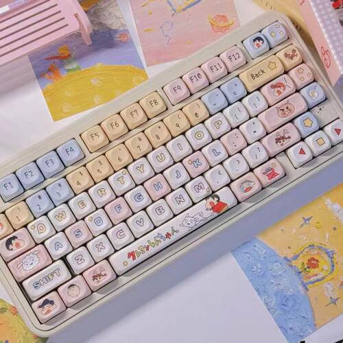 蜡笔小新键帽MOA高度动漫敲可爱热升华HI75 HI8 K99 F99 104 F87