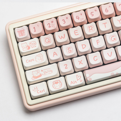 猫咪键帽派对猫形MAO高度可爱粉色键帽PBT适配wooting美加狮Rainy