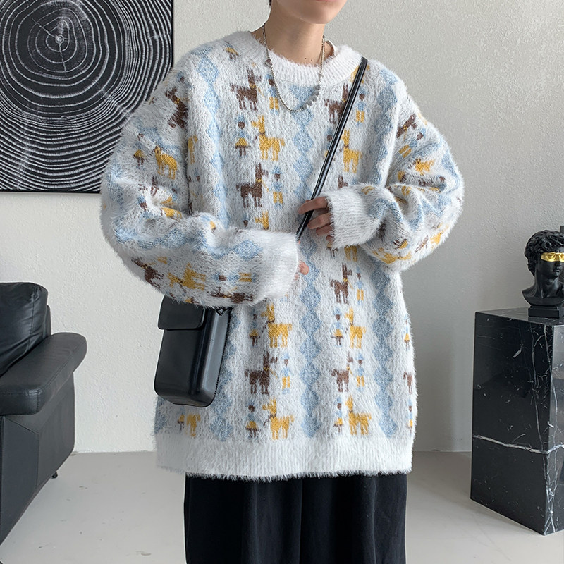 潮牌1212冬季新款毛衣男女情侣ins港风学生时尚休闲针织衫