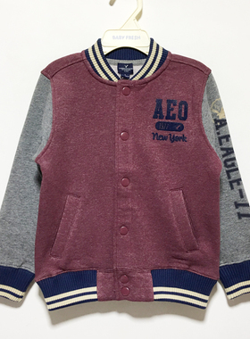 AE儿童春秋薄绒外套 4至16岁 立领棒球服~出口剩余男女童休闲上衣