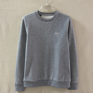 保暖百搭休闲上衣浅灰 冬季 倒三角小标字母g系列男士 加绒加厚卫衣