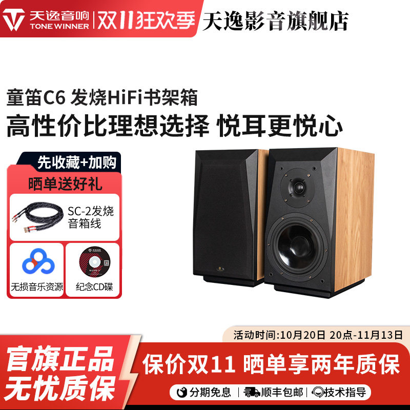 Winner/天逸 童笛C6高保真发烧人声HiFi立体声2.0无源书架音箱