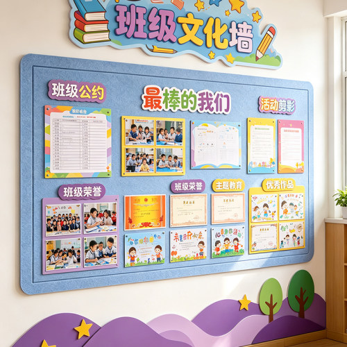 毛毡板幼儿园照片墙学校主题作品拼豆首饰展示背景板教室装饰墙贴