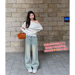 【婷子定制】150小个子改版春款重工带钻爆闪牛仔裤2666{不能机洗