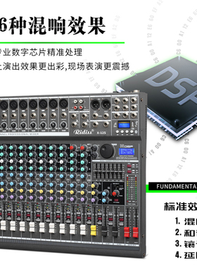 Ridiss X12S  数字调音台  12路  黑色  395*390*85MM