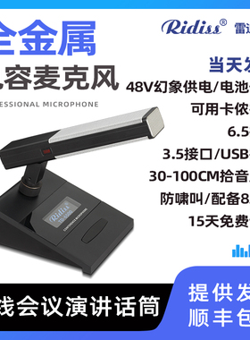 专业有线演讲麦克风会议讲台桌面发言电容双咪杆鹅颈方管短杆话筒