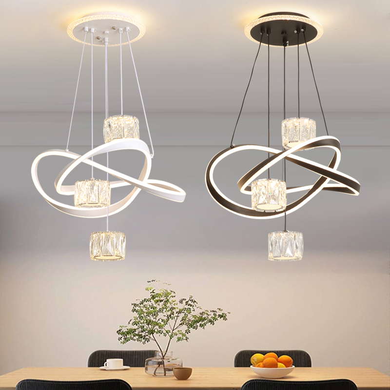 现代简约餐厅灯餐桌新款水晶吊灯