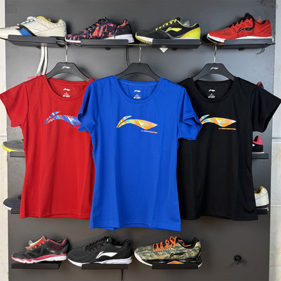 李宁夏季运动服 短袖T恤速干圆领运动透气休闲上衣女AHSR788