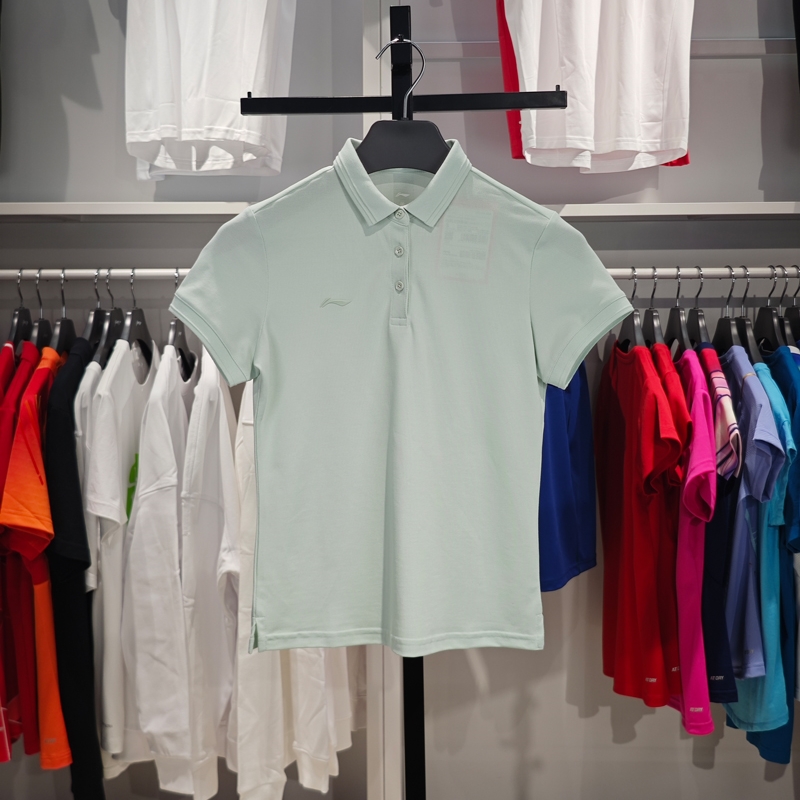 李宁短袖POLO衫女士2025夏季商务休闲舒适透气翻领T恤APLU198
