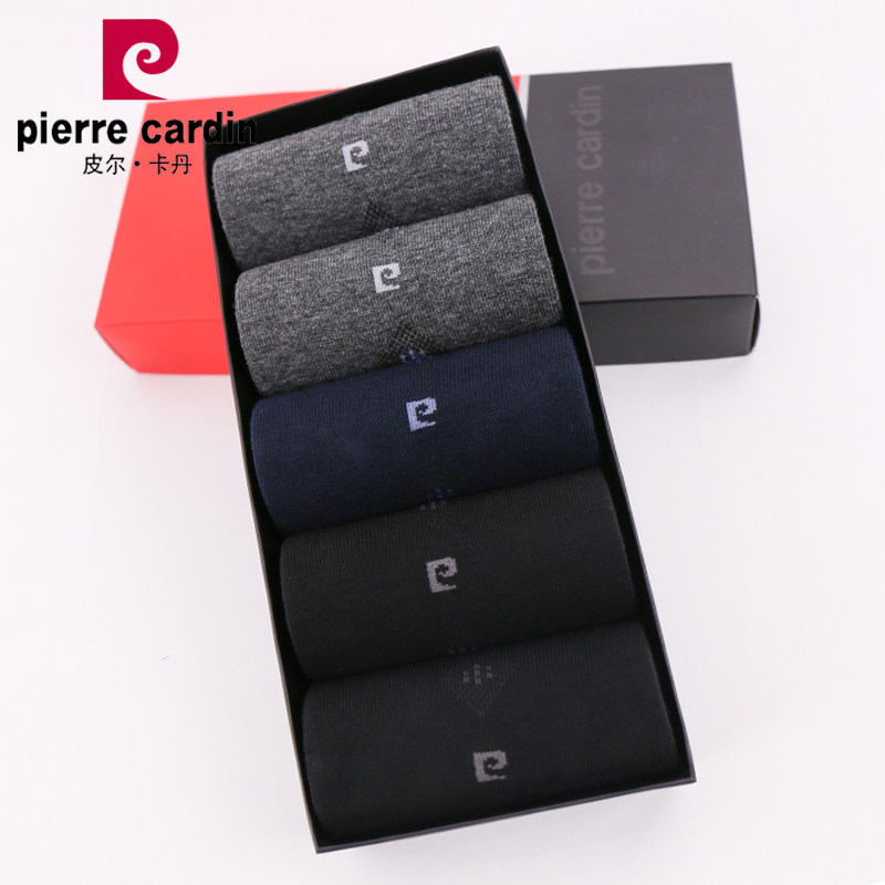 法国皮尔卡丹袜子男中筒棉袜休闲棉袜纯色吸汗透气男士袜子