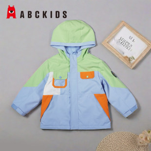 拼色潮酷小鹿梭织外套F412203017 男小童时尚 abckids童装 2024春季