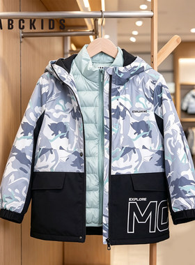 abckids男童冬季冲锋衣羽绒服