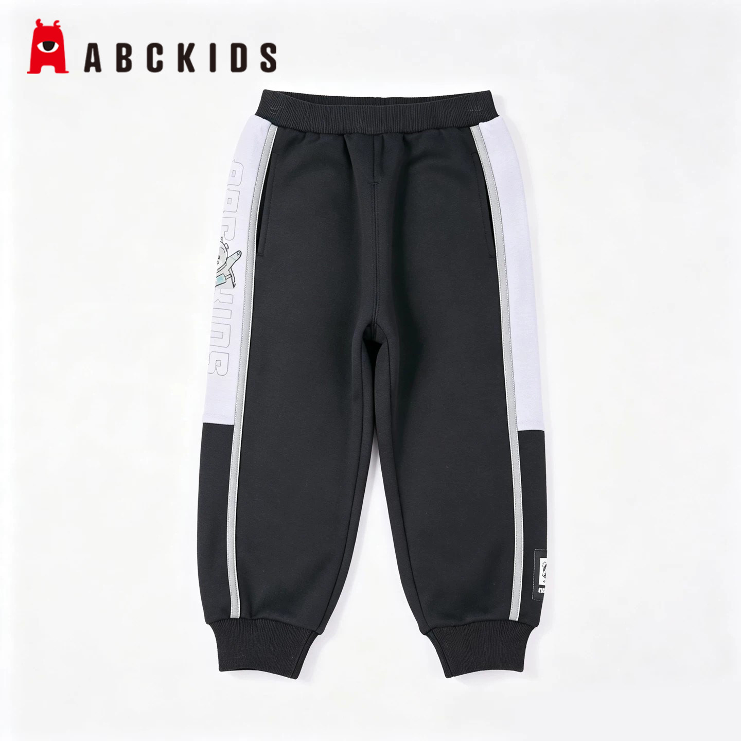 Abckids童装休闲运动风冬款撞色加绒束脚裤女宽松长裤F252213055图片