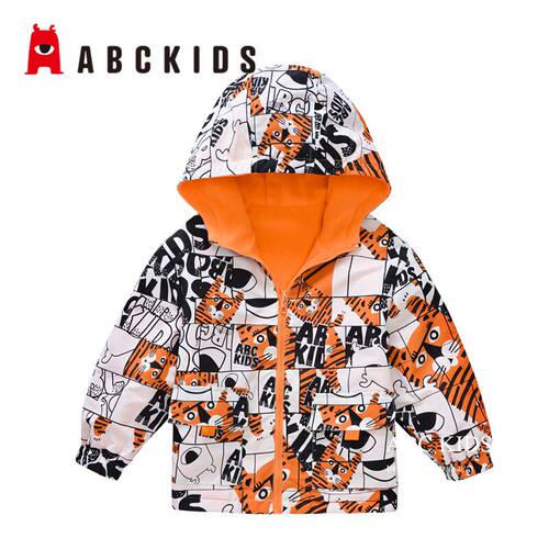 abckids童装2023春季新品男童百搭印花针梭双面穿外套F212203029