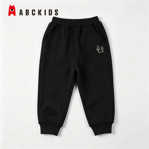 Abckids男童加绒束脚卫裤冬季