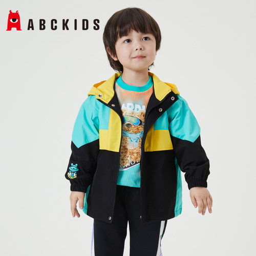 Abckids男童连帽防风冲锋衣