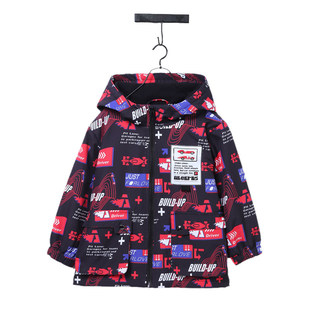 abckids童装 男童加绒保暖卡通冲风衣外套F152203197 2023春秋新款