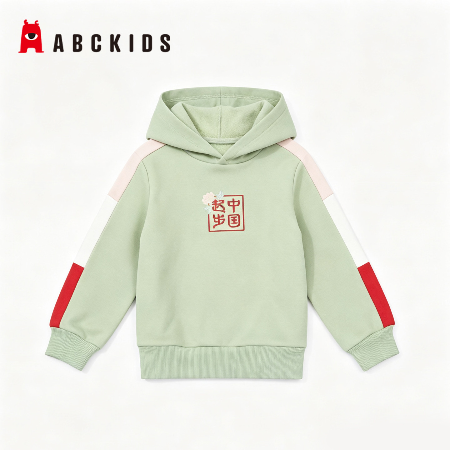 Abckids秋冬儿童连帽卫衣绿色图片