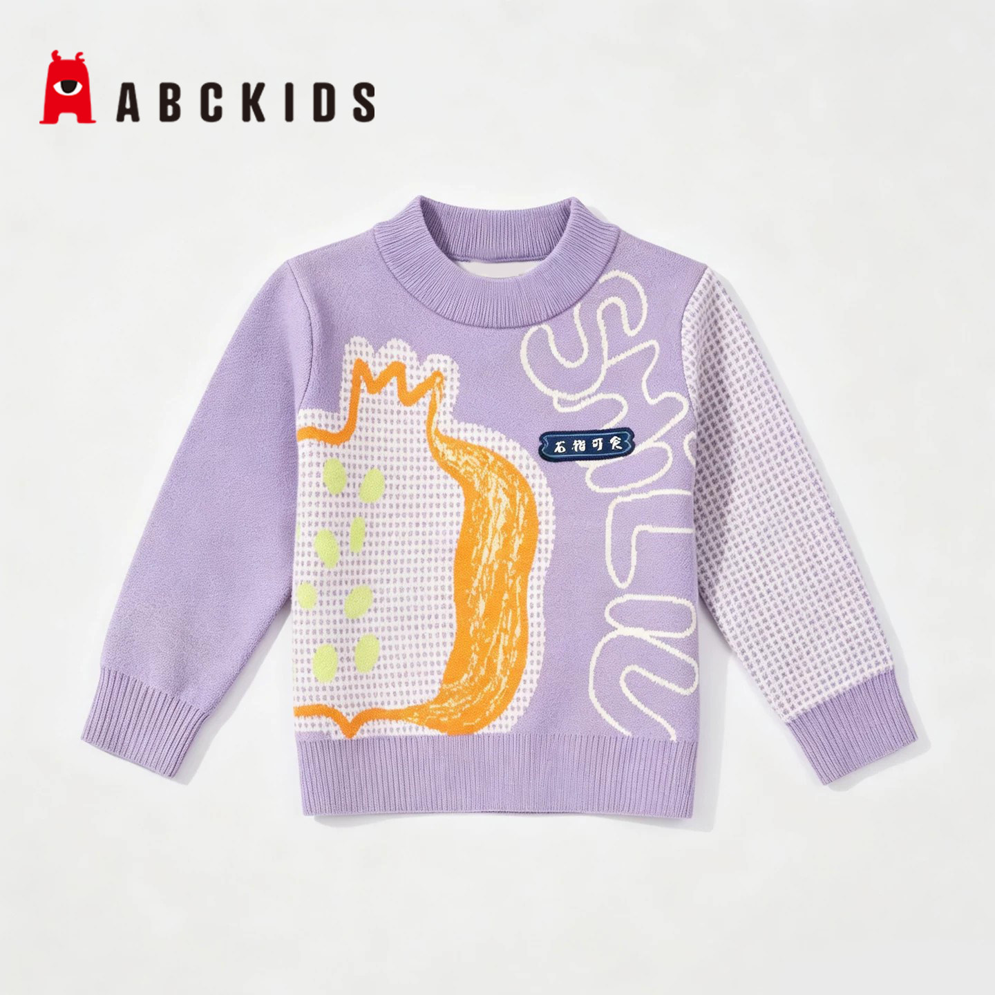 Abckids儿童卡通涂鸦针织衫冬款图片