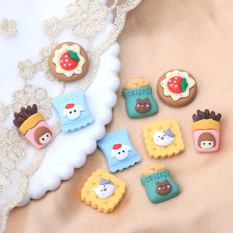 diy奶油胶手机壳滴胶饼干薯条装饰配件手工制作发夹少女心水杯贴