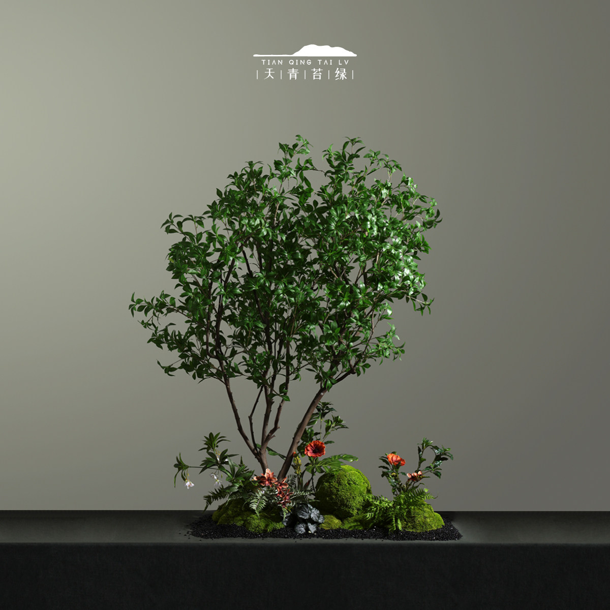 天青苔绿 高端马醉木仿生绿植大型假树 永生苔藓景观橱窗室内造景