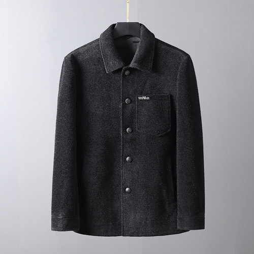 简欧风翻领仿毛呢夹克式秋冬大衣