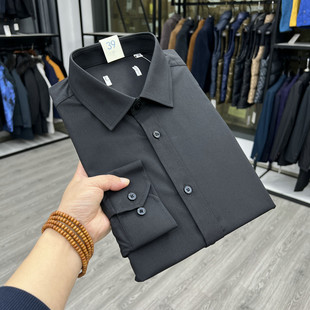 断码处理春装新品长袖衬衫商务休闲黑色简约纯色上班职业装男衬衣