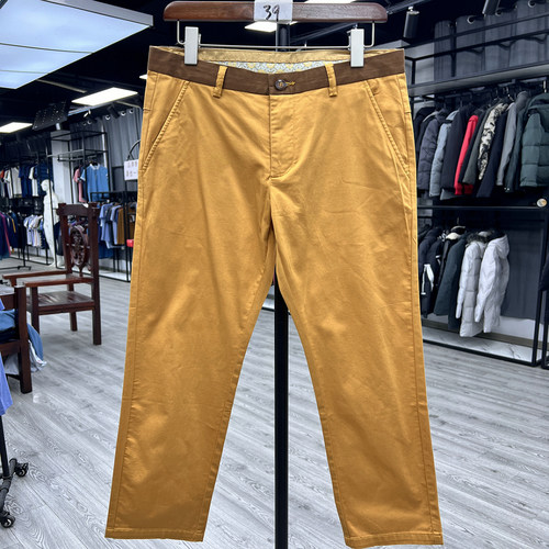 男士棉质休闲裤时尚休闲裤透气春夏季撞色百搭直筒九分裤男裤子薄