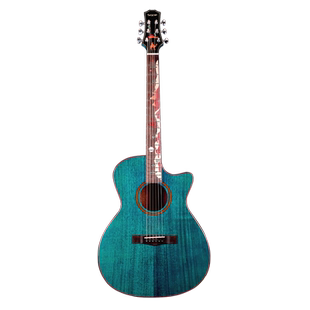 Sqoe加震全单板41寸40吉他36民谣沙漠骆驼黑红绿蓝色男女雕花电箱