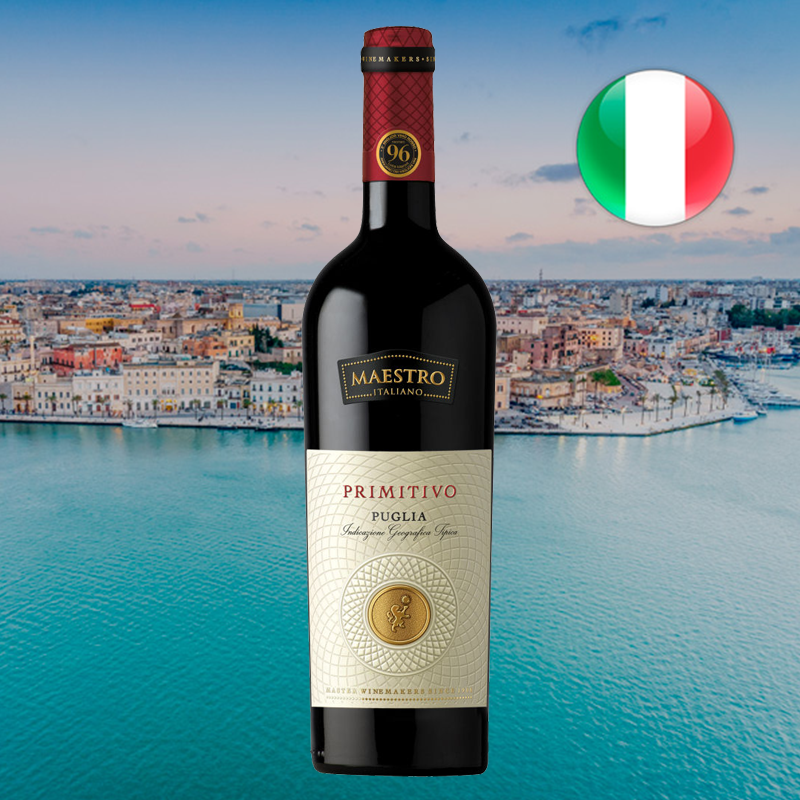 柔顺细腻饱满大师酒庄意大利进口桑娇维塞普里米蒂沃红葡萄酒红酒