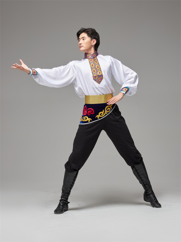 维吾族舞蹈演出服男士学生考试艺考考级练习练功新疆成人表演服装