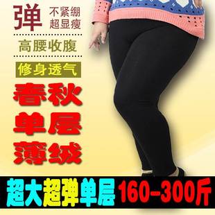 夏款 300斤秋冬加肥加大码 莫代尔精棉弹力拉绒薄款 胖mm打底裤 女裤