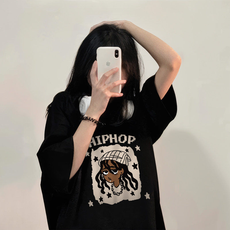 黑色短袖t恤女2026新款夏季纯棉半袖宽松秋冬打底衫长袖内搭上衣