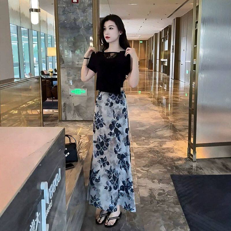 超仙气碎花半身裙子套装女夏季超火减龄大方得体御姐连衣裙两件套