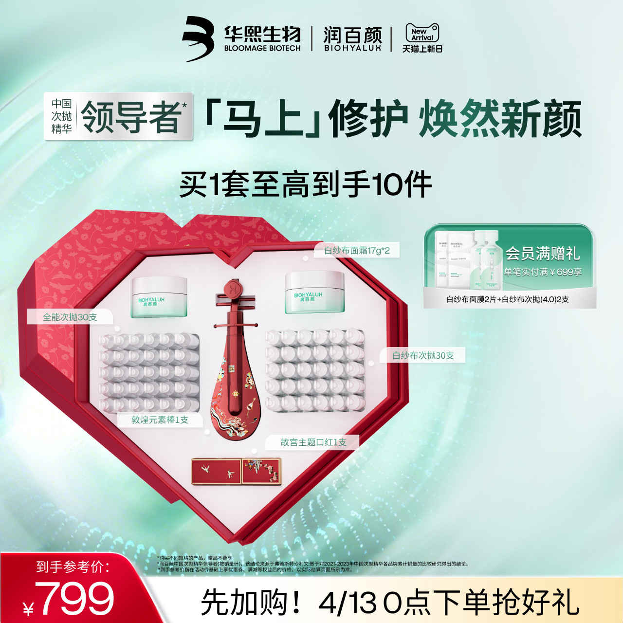【明星同款】润百颜马上红修护礼盒全能次抛精华ECM华熙生物