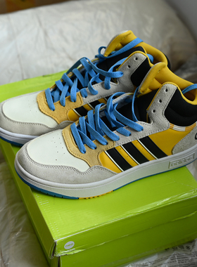 Adidas/阿迪达斯 neo Hoops 3.0 男子复古中帮耐磨休闲板鞋FZ6570